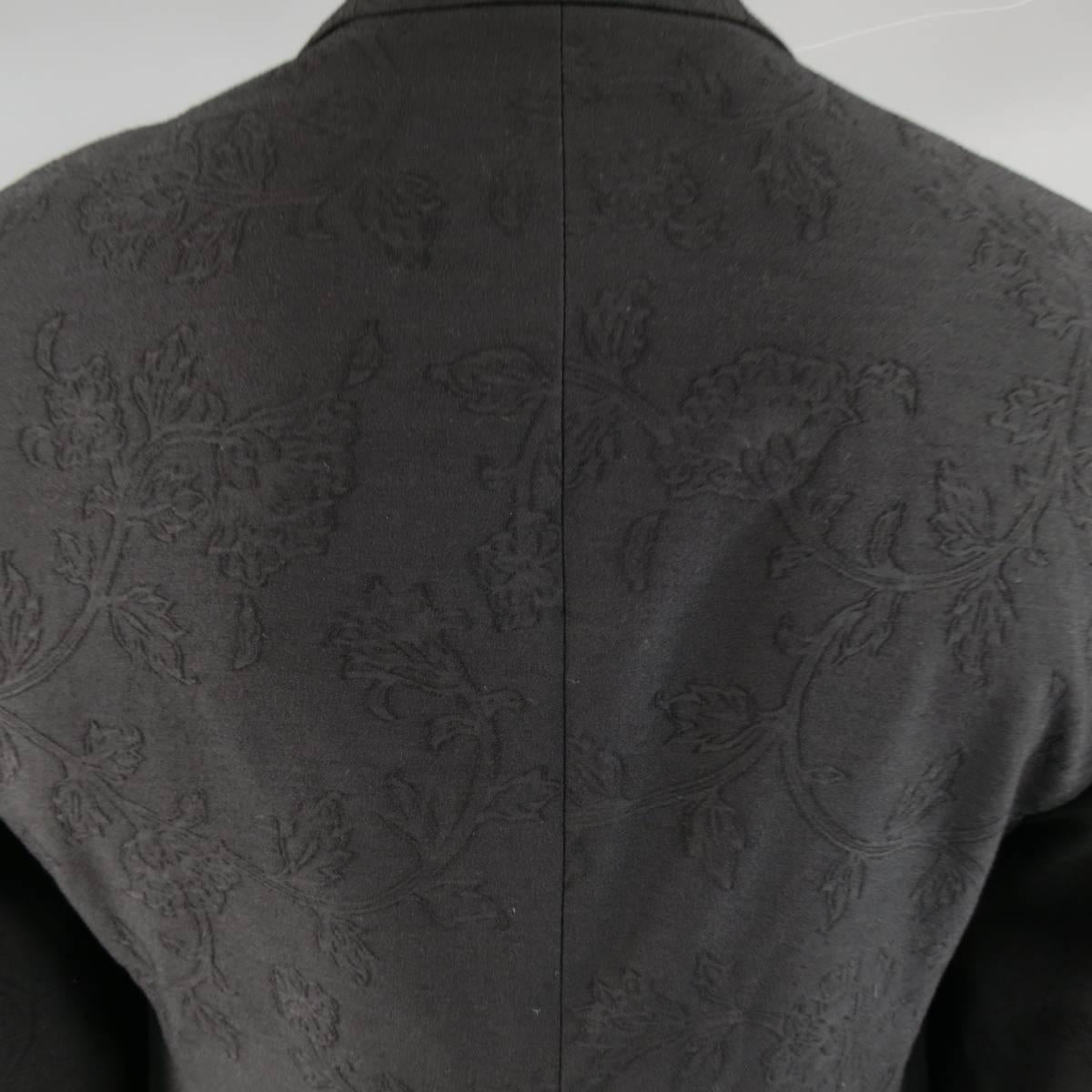 CoSTUME NATIONAL 44 Black Floral Brocade Wool Peak Lapel Sport Coat Jacket 2