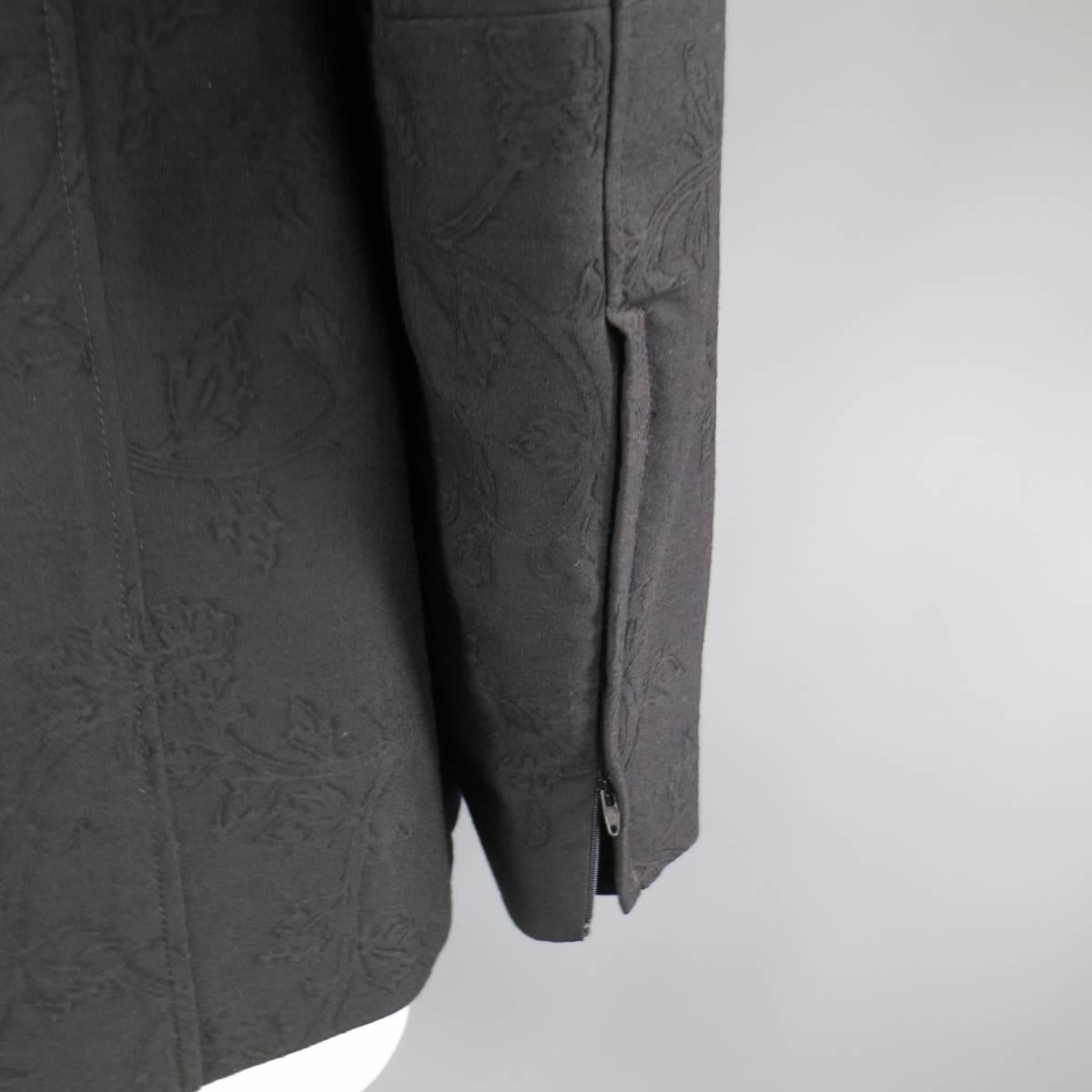 CoSTUME NATIONAL 44 Black Floral Brocade Wool Peak Lapel Sport Coat Jacket 1