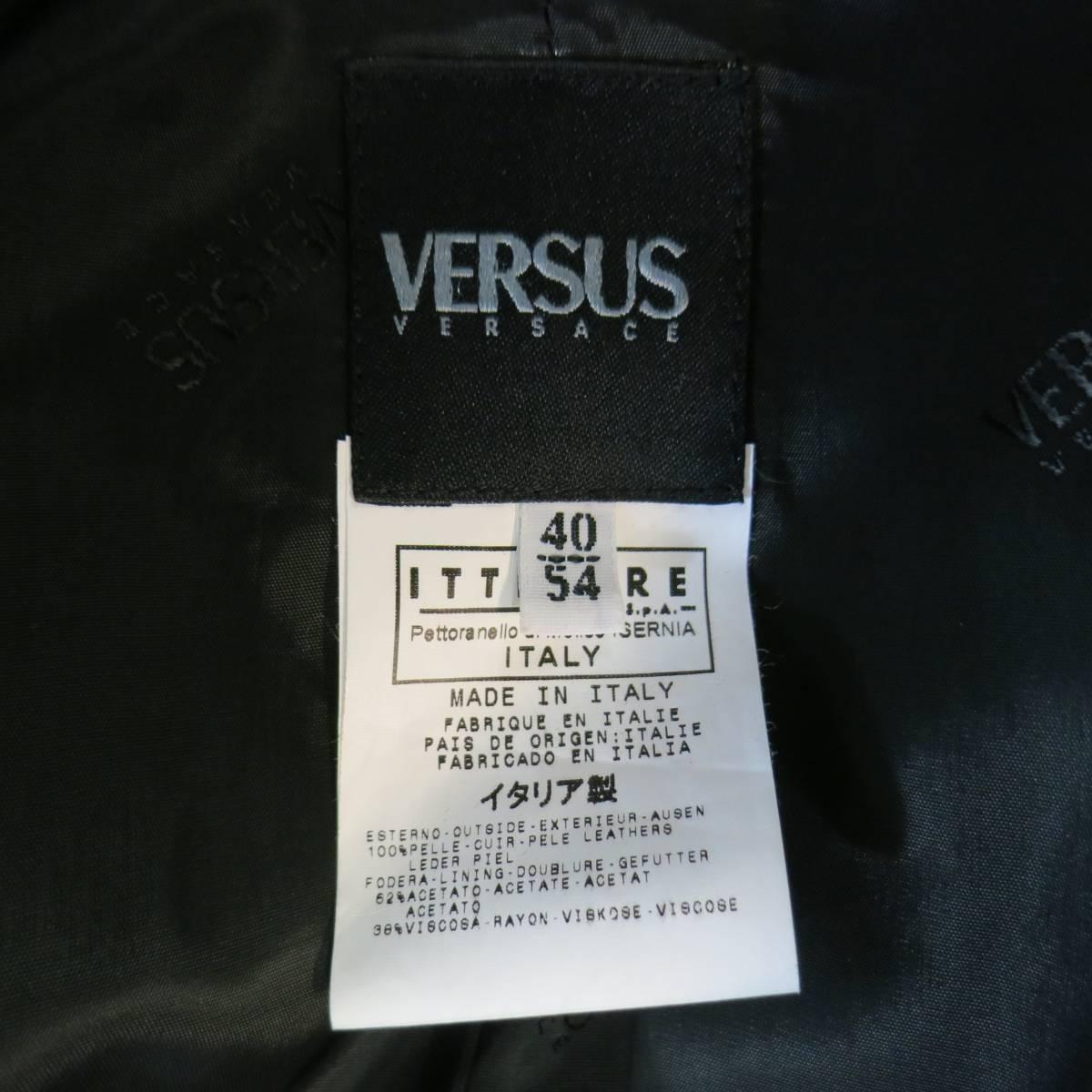 Men's VERSUS by VERSACE 44 Black Stripe Leather Sport Coat Jacket 3