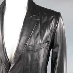 Men's VERSUS by VERSACE 44 Black Stripe Leather Sport Coat Jacket