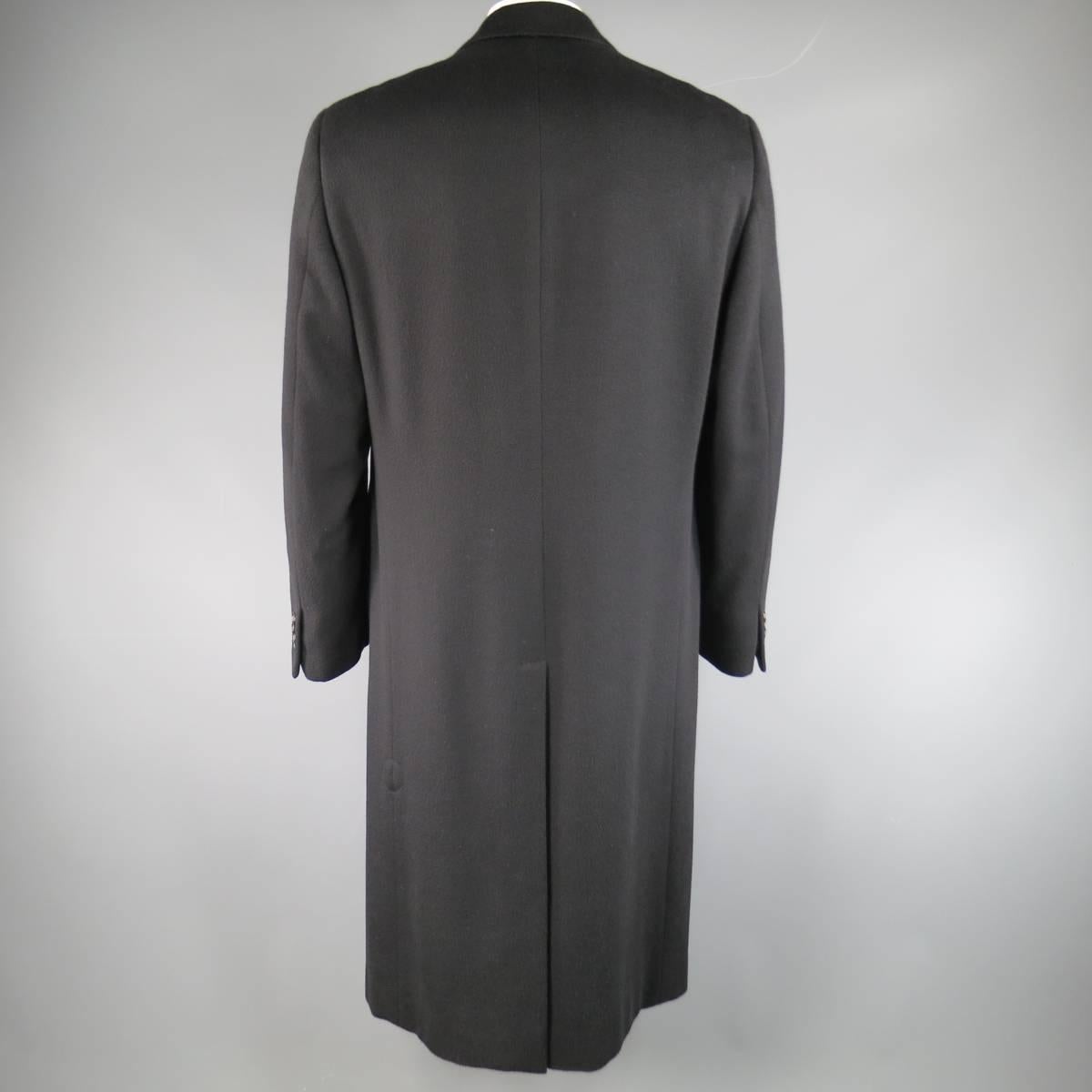 Men's ERMENEGILDO ZEGNA 44 Long Black Cashmere Notch Lapel Coat 1