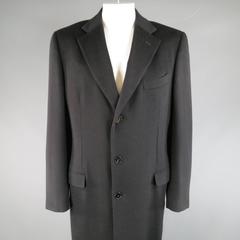 Men's ERMENEGILDO ZEGNA 44 Long Black Cashmere Notch Lapel Coat