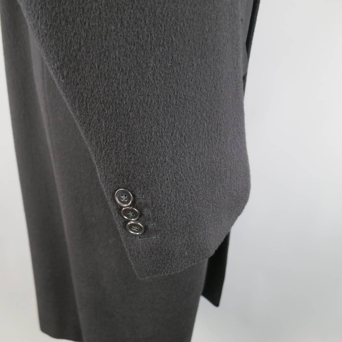 Men's ERMENEGILDO ZEGNA 44 Long Black Cashmere Notch Lapel Coat In Excellent Condition In San Francisco, CA