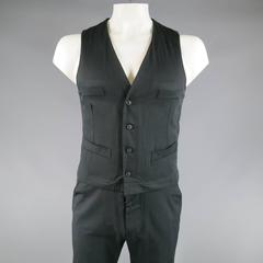 MAISON MARTIN MARGIELA Size 38 Black Cotton Zip Off V Neck Vest Jumpsuit