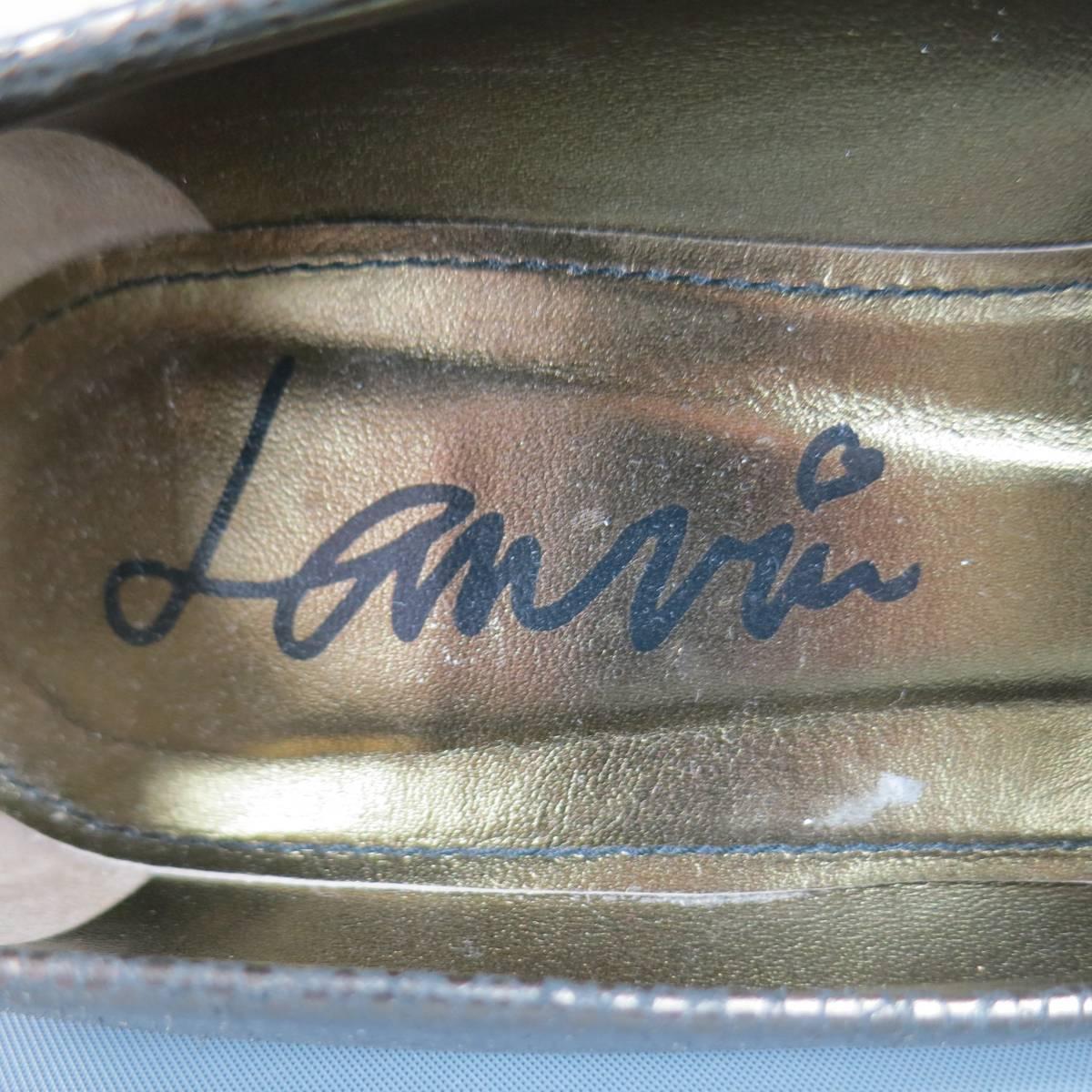 LANVIN Size 9 Silver Metallic Leather Loafer Chunky Heel Pumps 1