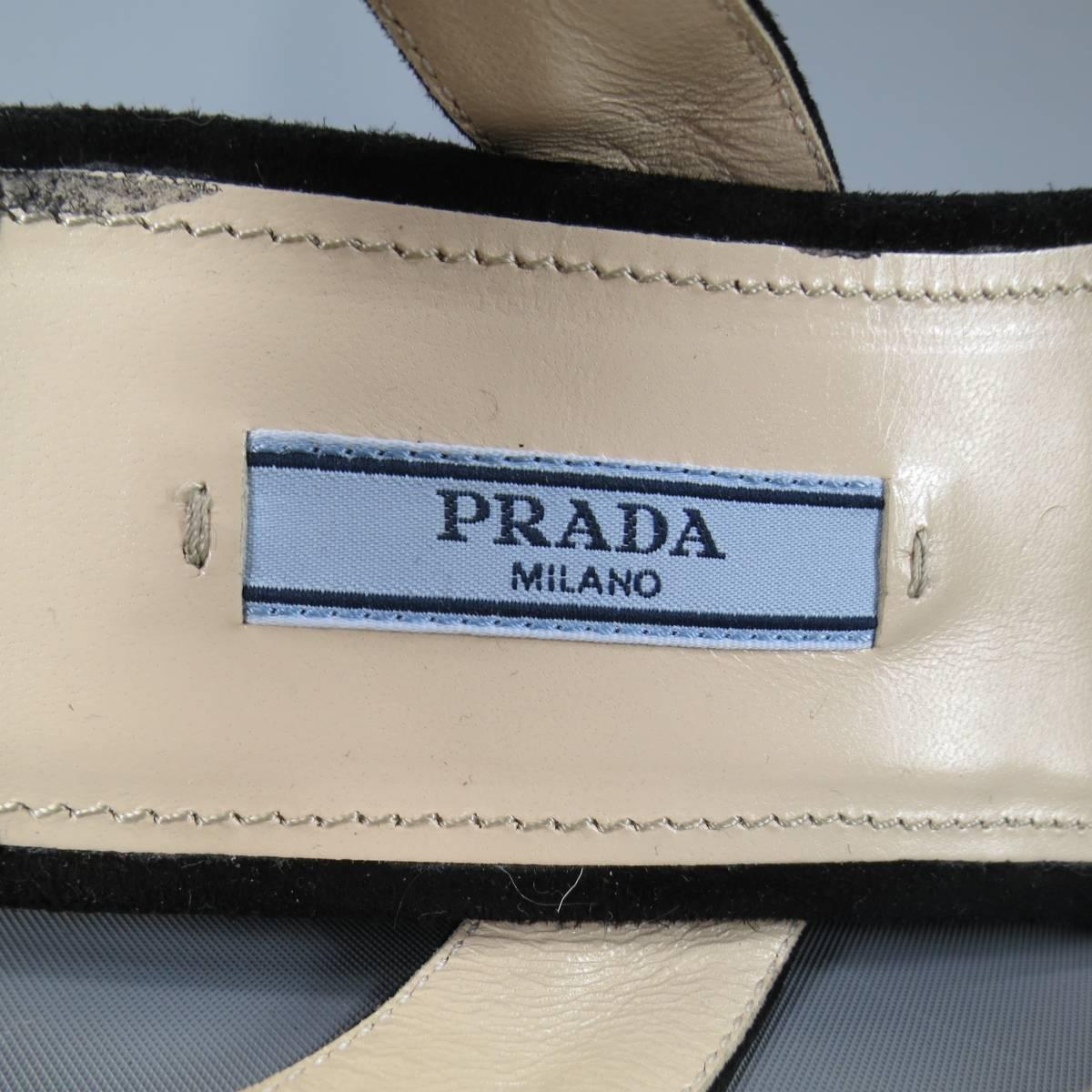 PRADA Size 6.5 Black Suede Reytro Platform Sandals 2