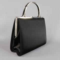 Vintage JUDITH LEIBER Black Silk Crystal Evening Handbag