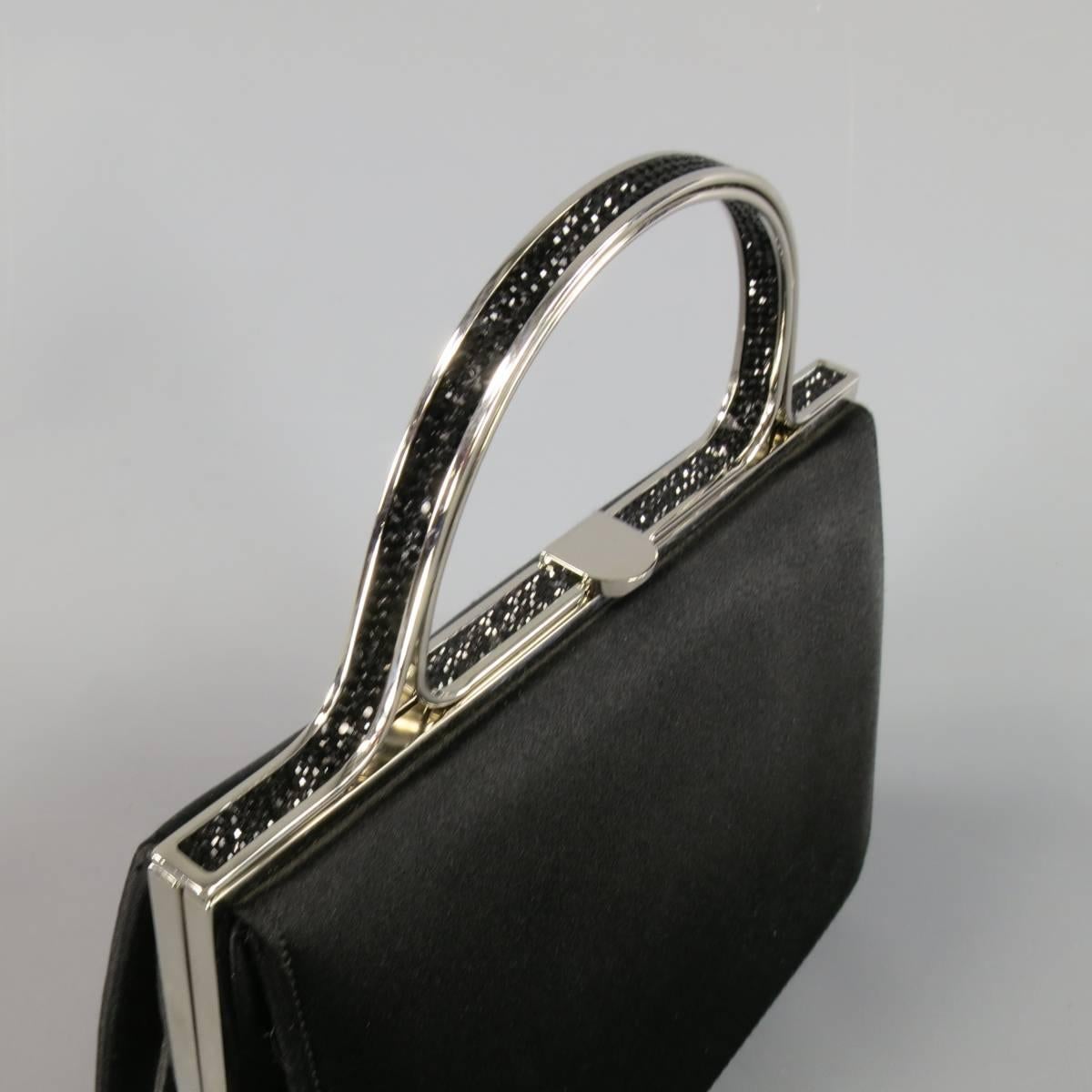 Vintage JUDITH LEIBER Black Silk Crystal Evening Handbag 1