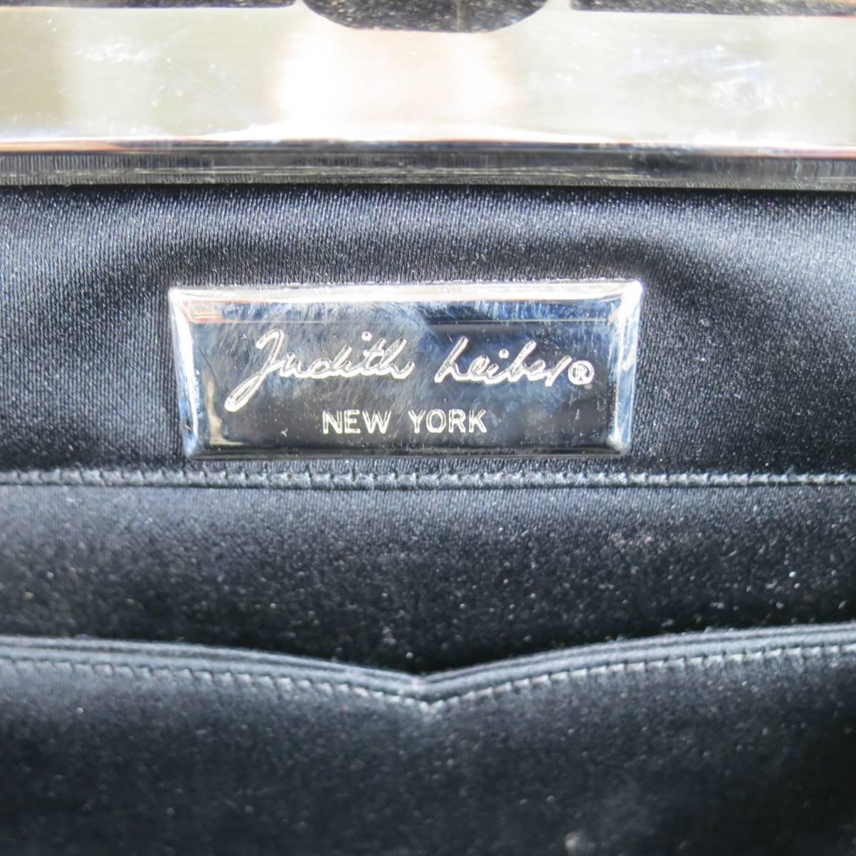 Vintage JUDITH LEIBER Black Silk Crystal Evening Handbag 5