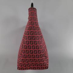 Vintage FENDI Red & Black Monogram Canvas Leather Handle Tote Bag