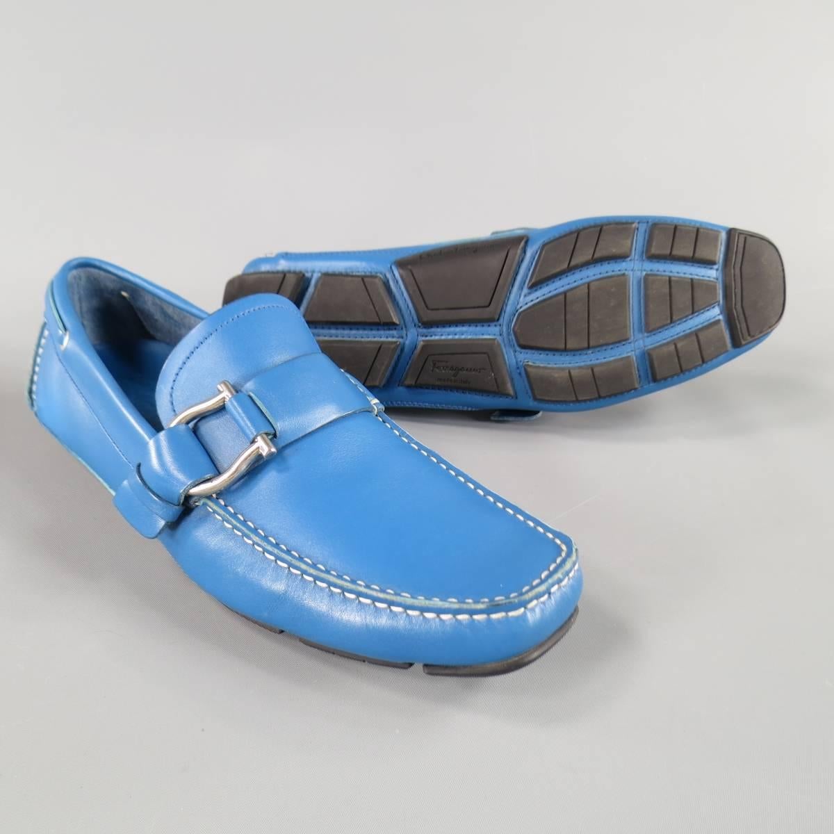 blue leather loafers