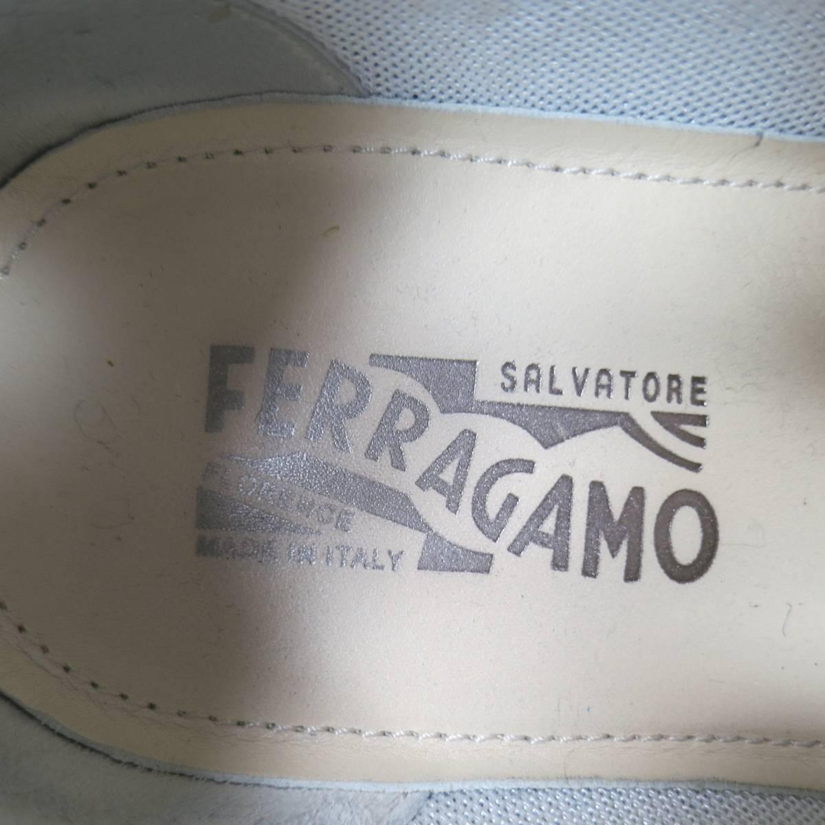 Men's SALVATORE FERRAGAMO Size 8 Cream Leather & Blue Suede Sneakers 5