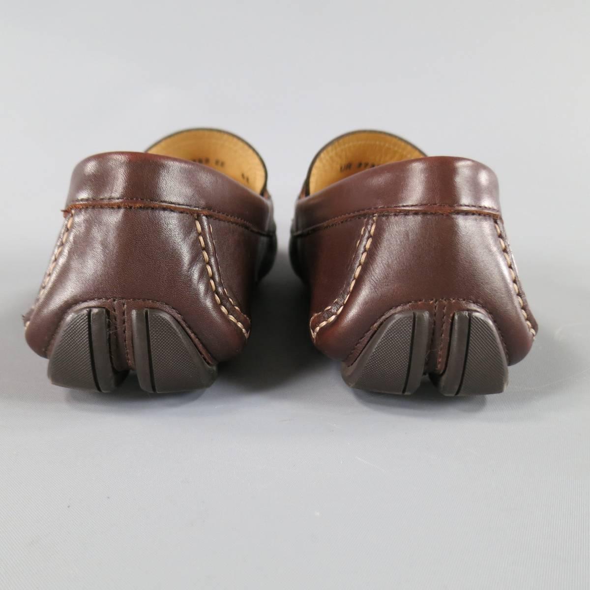 Men's SALVATORE FERRAGAMO Size 7.5 Brown Leather Gancini Horsebit Driver Loafers 2