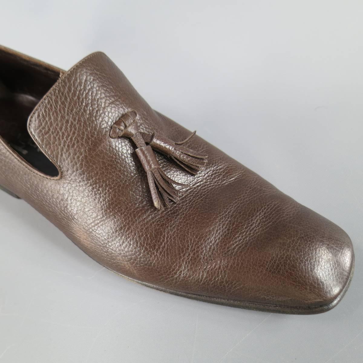 brown leather tassel loafers mens