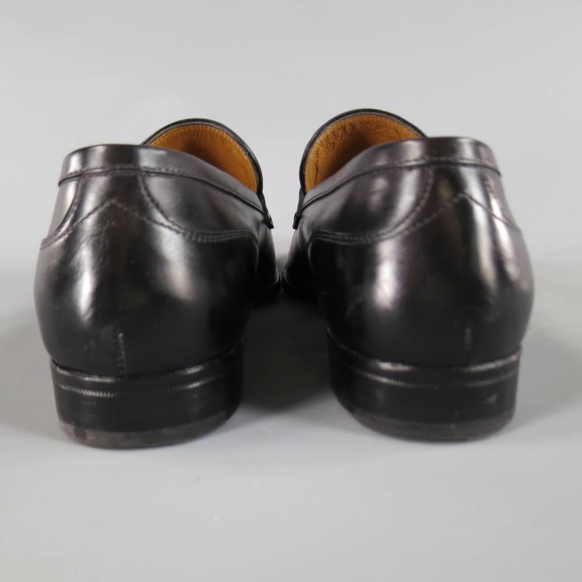 Men's GRAVATI Size 8 Black Leather Strap Loafers 2