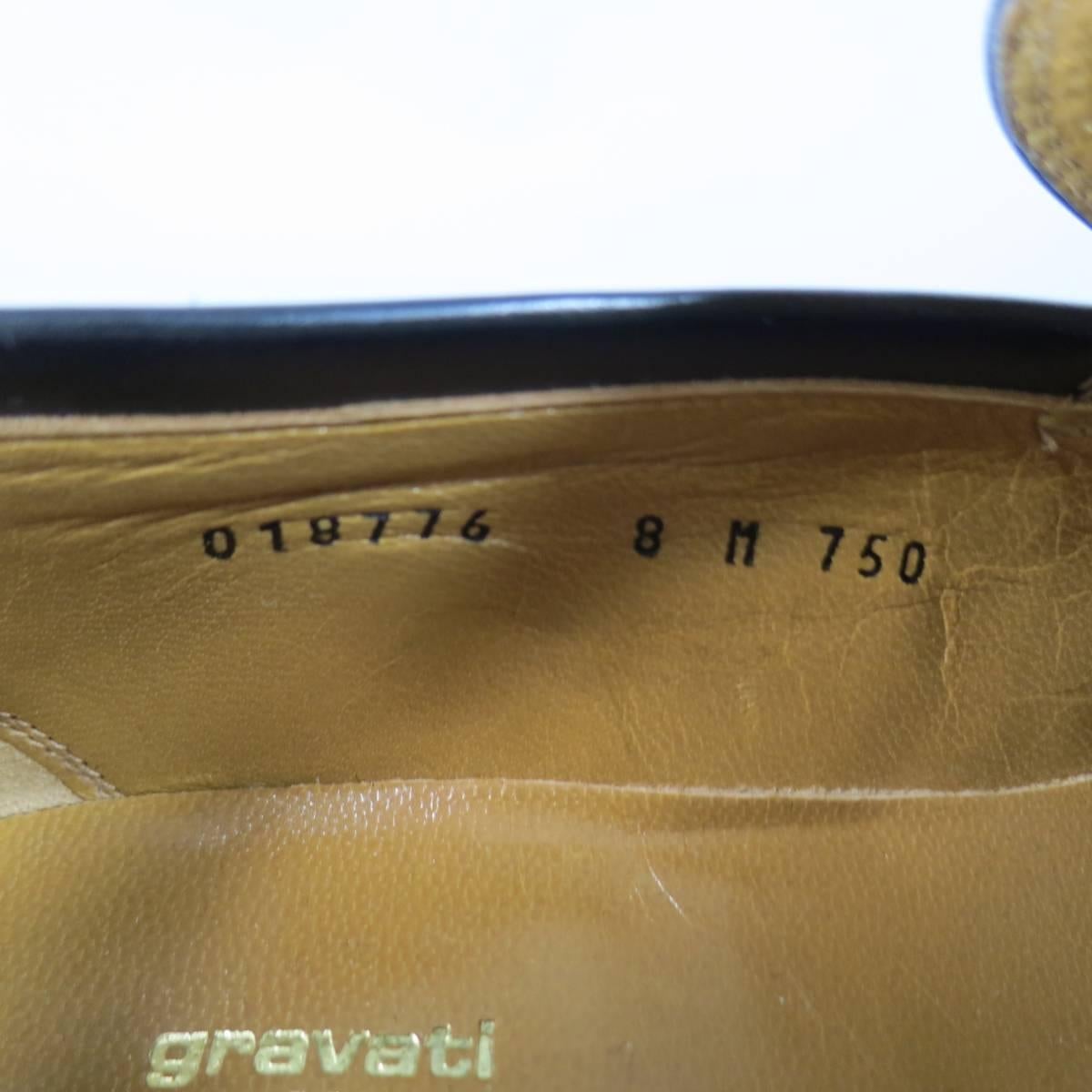 Men's GRAVATI Size 8 Black Leather Strap Loafers 3