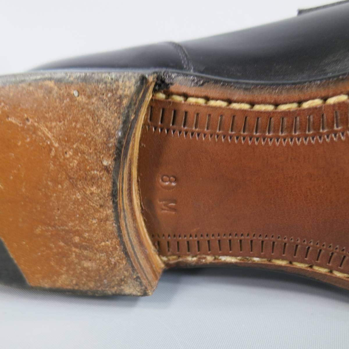 Men's GRAVATI Size 8 Black Leather Strap Loafers 4