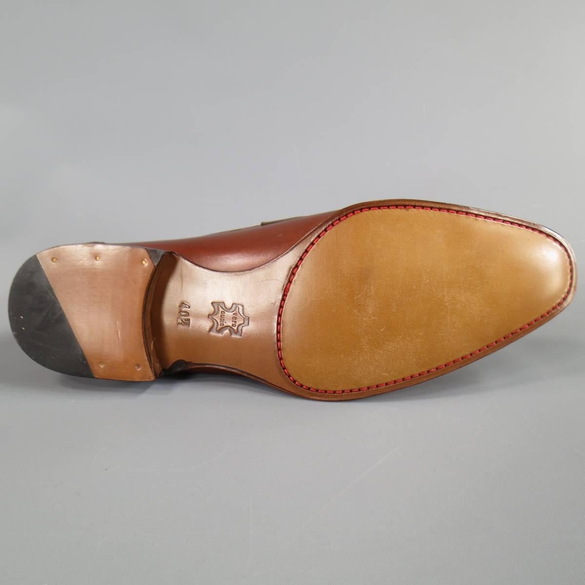 Men's PAUL STUART Size 7.5 Light Brown Leather Horsebit Loafers 2