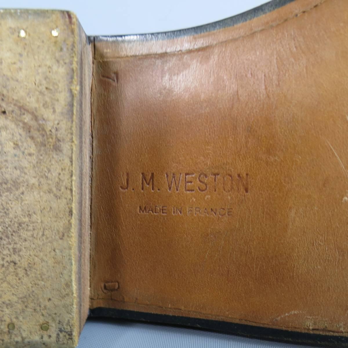 Men's J.M. WESTON Size 8 Tan Brown Leather Split Apron Toe Lace Up 4