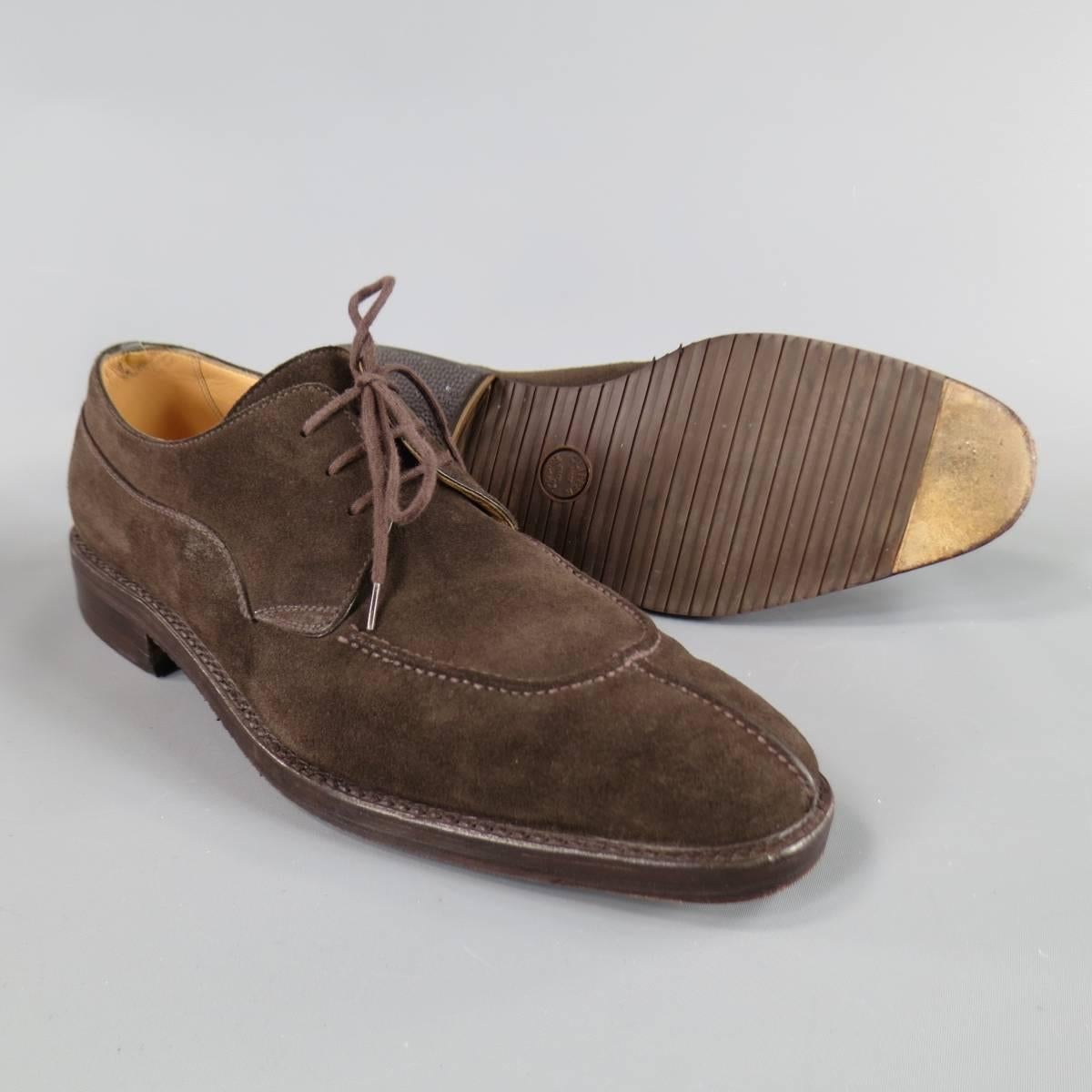 Men's GRAVATI Size 8 Brown Suede Apron Toe Lace Up In Excellent Condition In San Francisco, CA