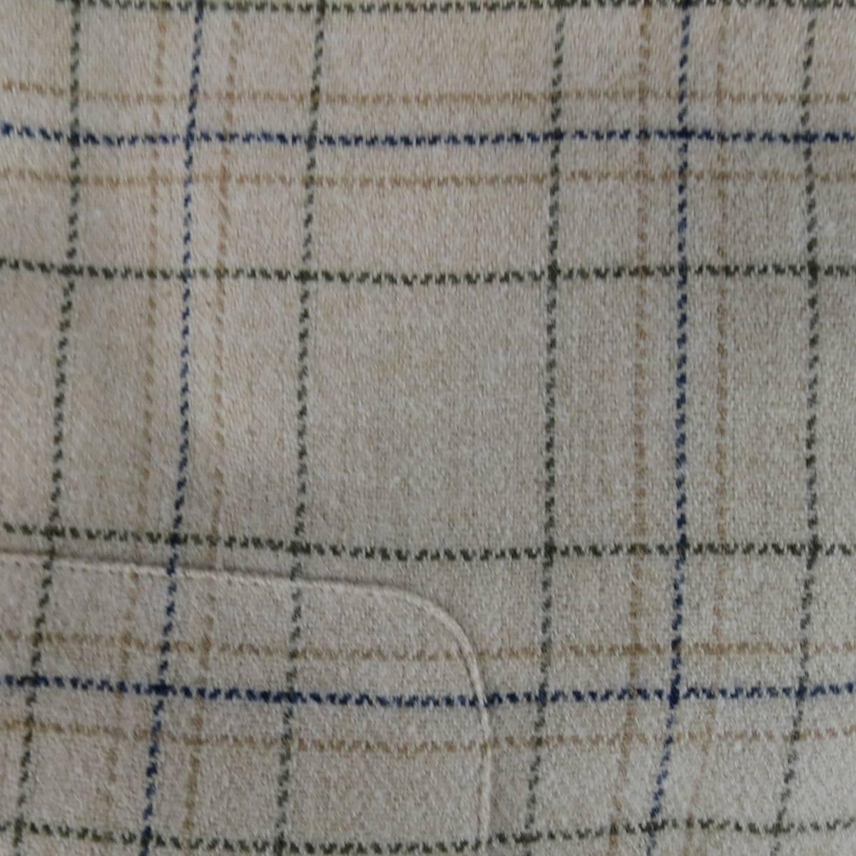 Men's New BRIONI SPORT Size L Beige PLaid Cotton Long Sleeve Shirt 1