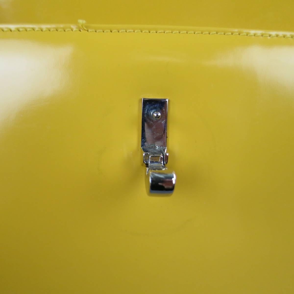 CHRISTIAN DIOR Yellow Leather Patent Leather Jackie O Buckle Shoulder Handbag 1