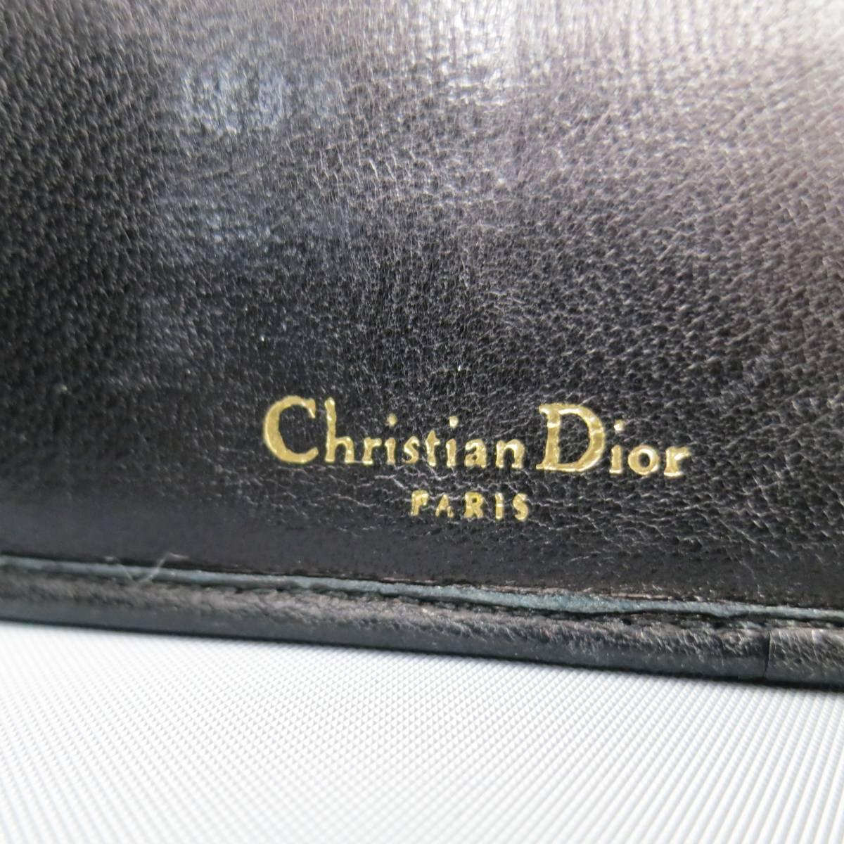 Vintage CHRISTIAN DIOR Black Cannage Quilted Leather Bifild Wallet 1