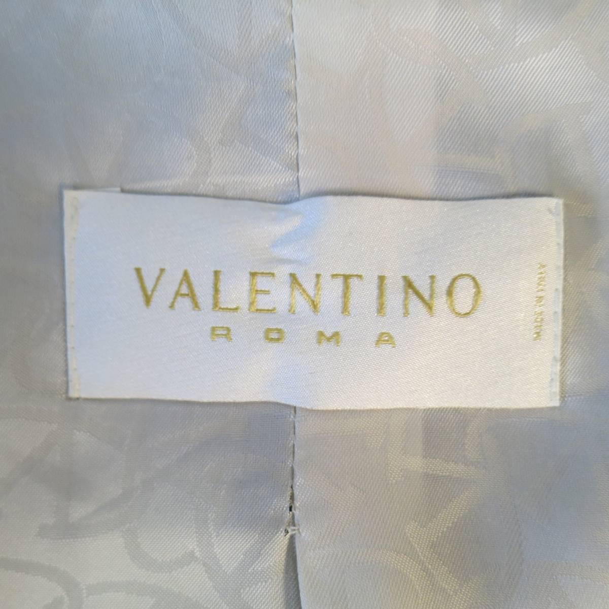 VALENTINO Jacket - Size 4 Gray & Taupe Herringbone Cropped Blazer 2