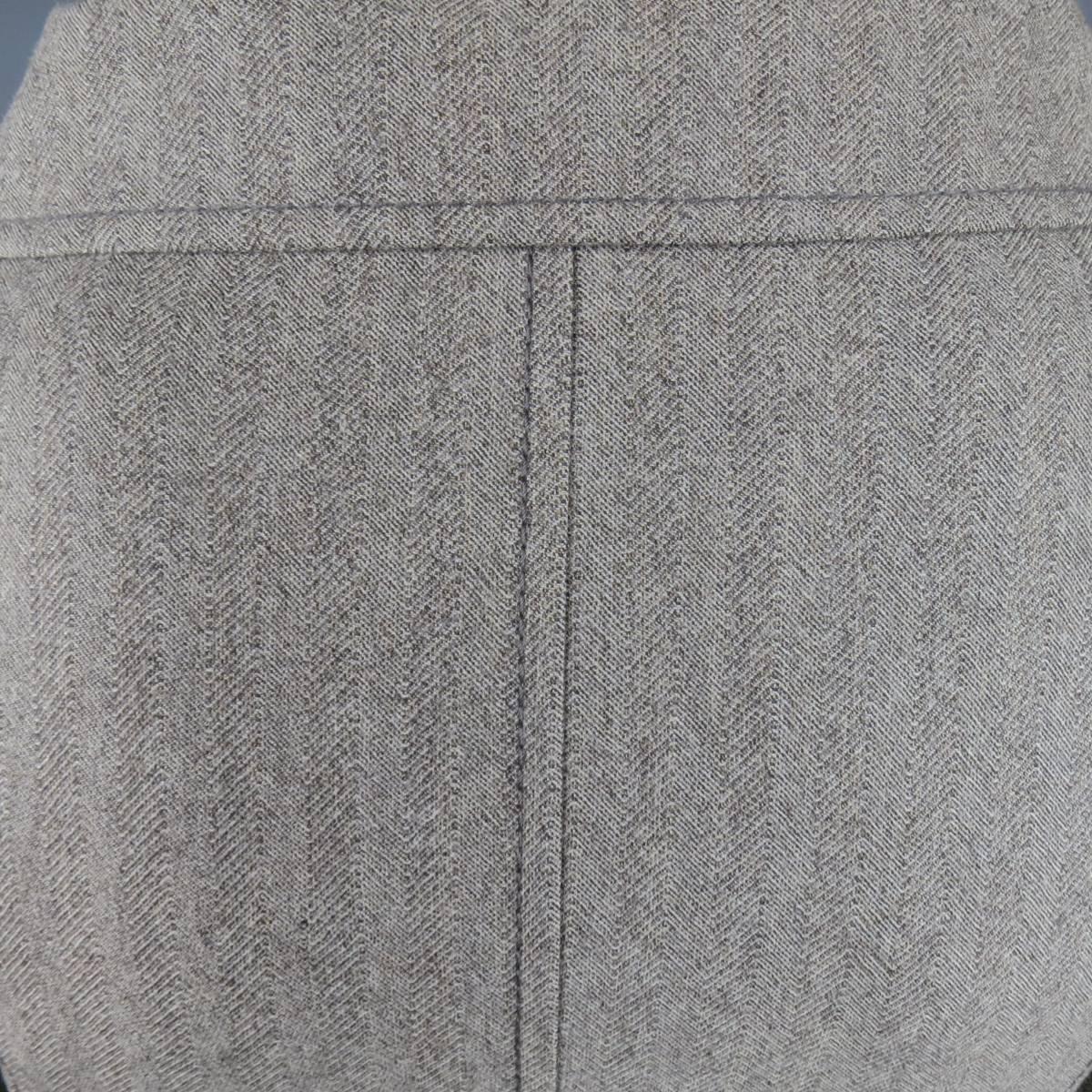 VALENTINO Jacket - Size 4 Gray & Taupe Herringbone Cropped Blazer 1