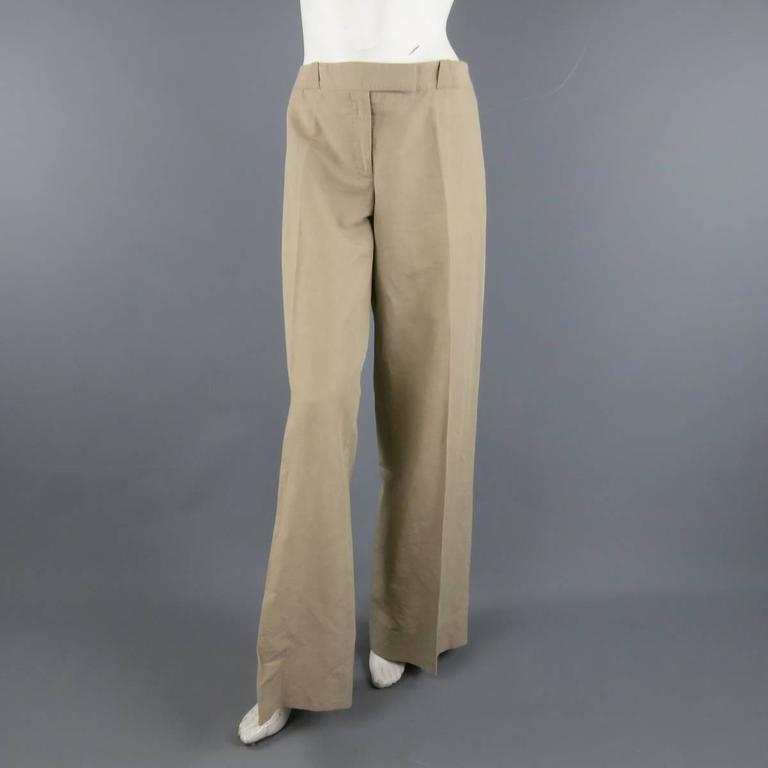 STELLA McCARTNEY Size 10 Size 8 Beige Safari Jacket Wide Leg Pants Suit 4