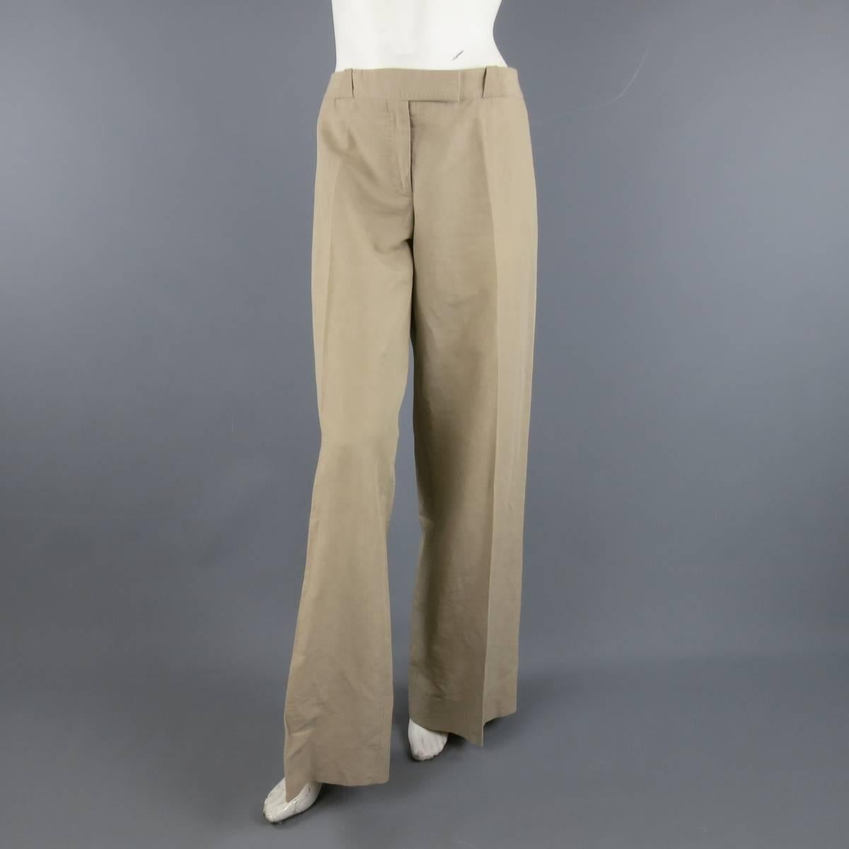 STELLA McCARTNEY Size 10 Size 8 Beige Safari Jacket Wide Leg Pants Suit 1