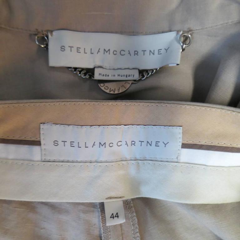 STELLA McCARTNEY Size 10 Size 8 Beige Safari Jacket Wide Leg Pants Suit 6