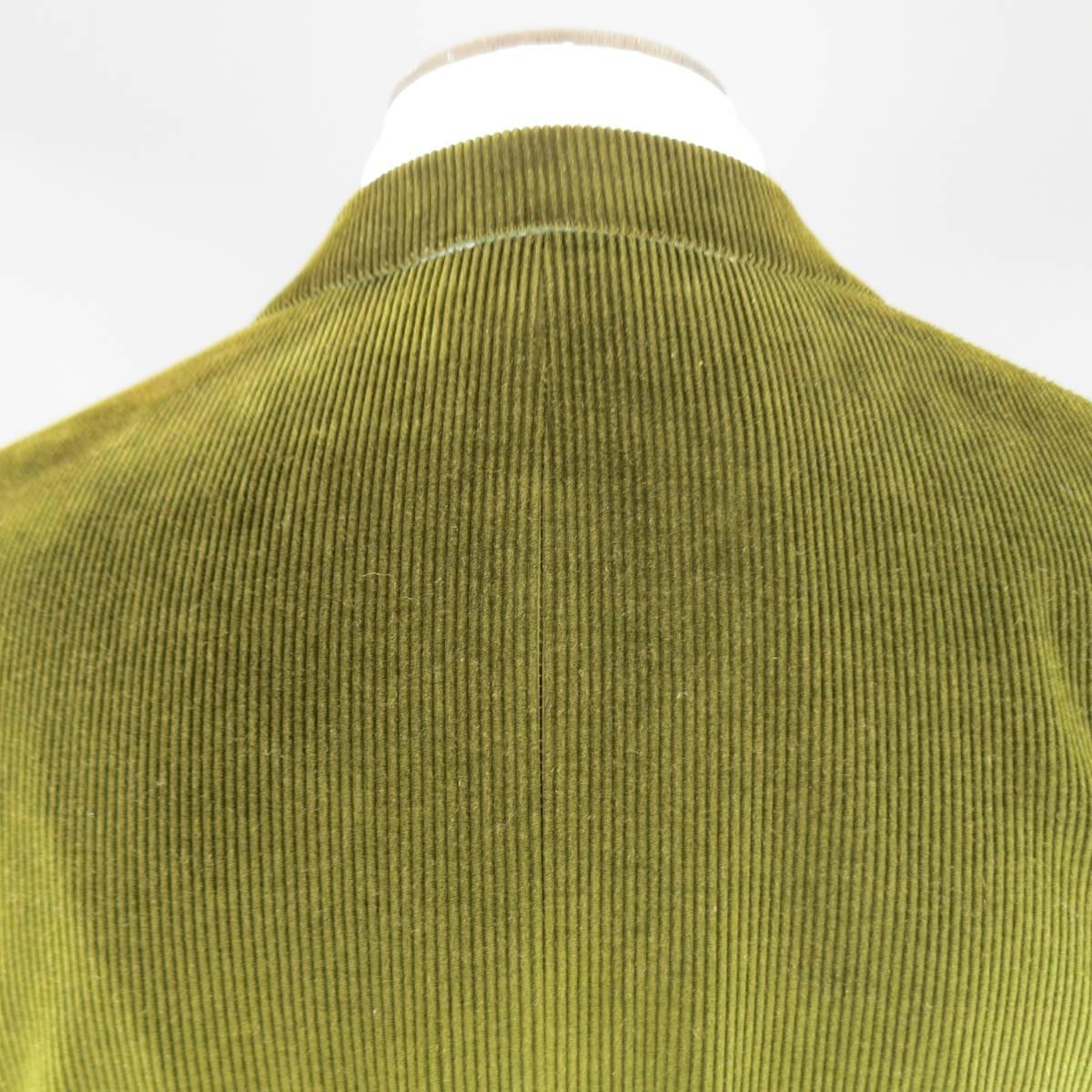 Brown Men's ERMENEGILDO ZEGNA 38 Regular Olive Green Corduroy 2 Button Sport Coat