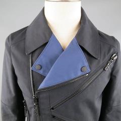 Men's New KENZO 40 Black & Navy Cotton Motocrycle Jacket