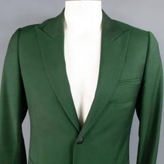 RAF SIMONS Spring 2013 40 Short Green Wool / Mohair Peak Lapel Snap Sport Coat