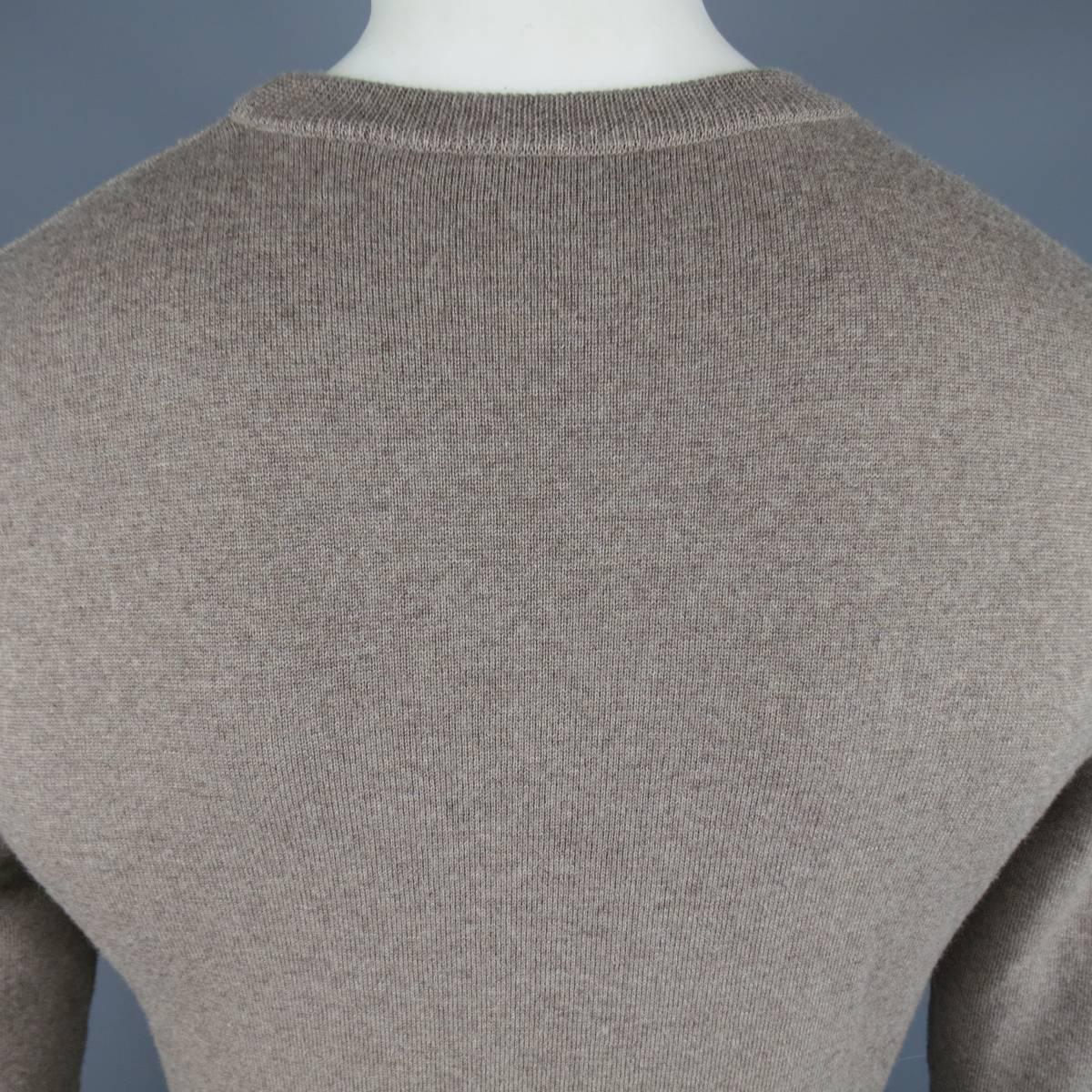 Gray Men's VIKTOR & ROLF Size M Taupe Knit Textured Zig Zag Wool / Mohair Pullover