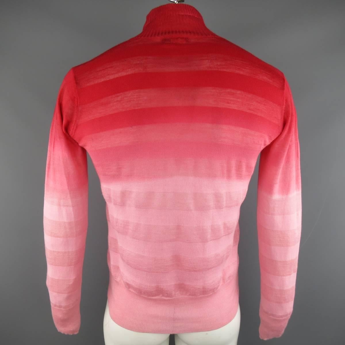 Vintage Y's by YOHJI YAMAMOTO Size L Red & Pink Ombre Stripe Cotton Pullover 1