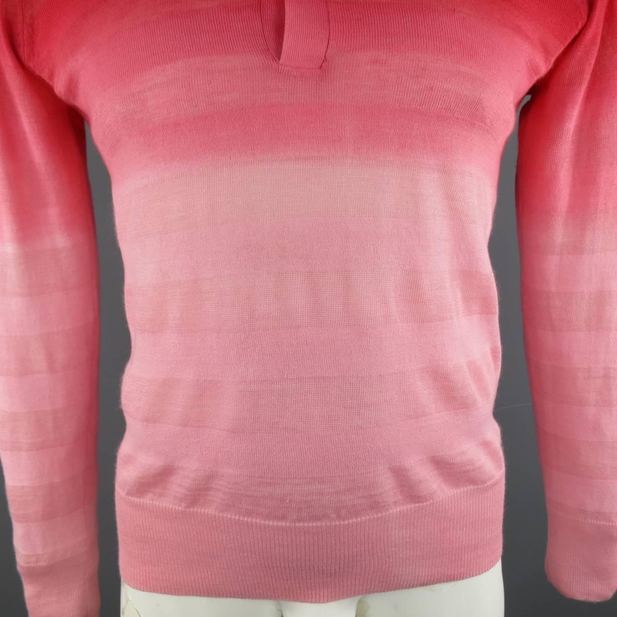 Men's Vintage Y's by YOHJI YAMAMOTO Size L Red & Pink Ombre Stripe Cotton Pullover