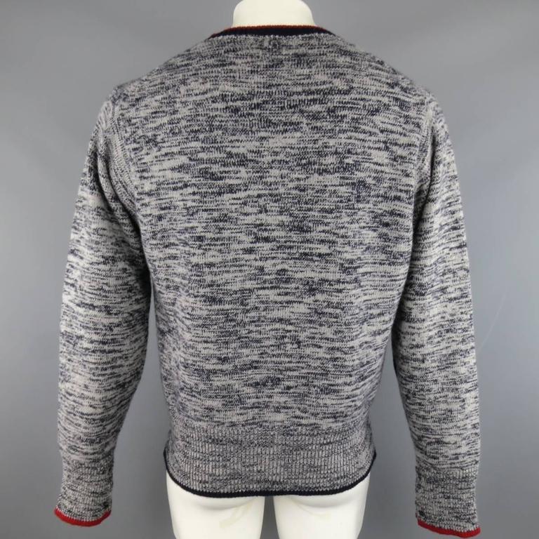 BLACK FLEECE Sweater - L Grey and Navy Heather Cashmere Red Striped ...