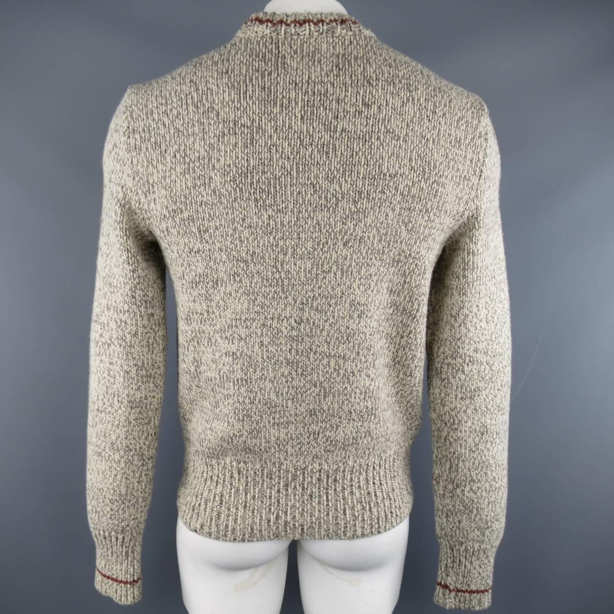 Men's RRL by RALPH LAUREN Size L Cream Knitted Cotton / Wool Sweater In Excellent Condition In San Francisco, CA