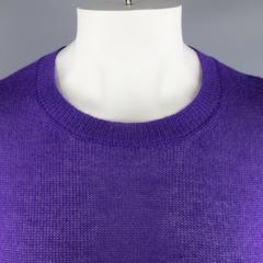 Men's PRADA Size L Purple Sheer Alpaca Knit Cropped Crewneck Sweater