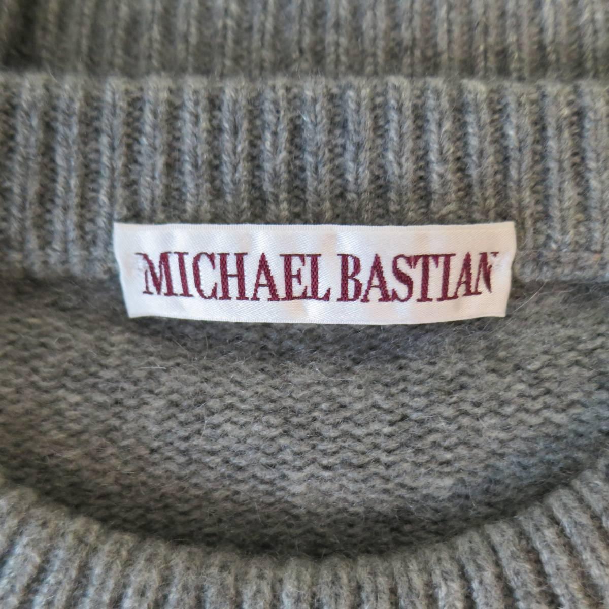 Men's MICHAEL BASTIAN Size S Grey Red White Blue Stripe Cashmere Pullover In Excellent Condition In San Francisco, CA