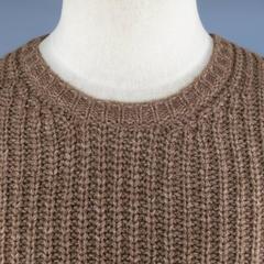 Men's PRADA Size XS Tan Wool Blend Cropped Crewneck Sweater