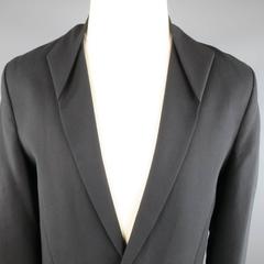 Men's THAMANYAH Coat - US38 IT48 Black Cotton Linen Jacket