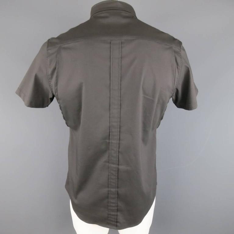 Men's ACRONYM Size M Charcoal Stretch Twill Short Sleeve Velcro Pocket