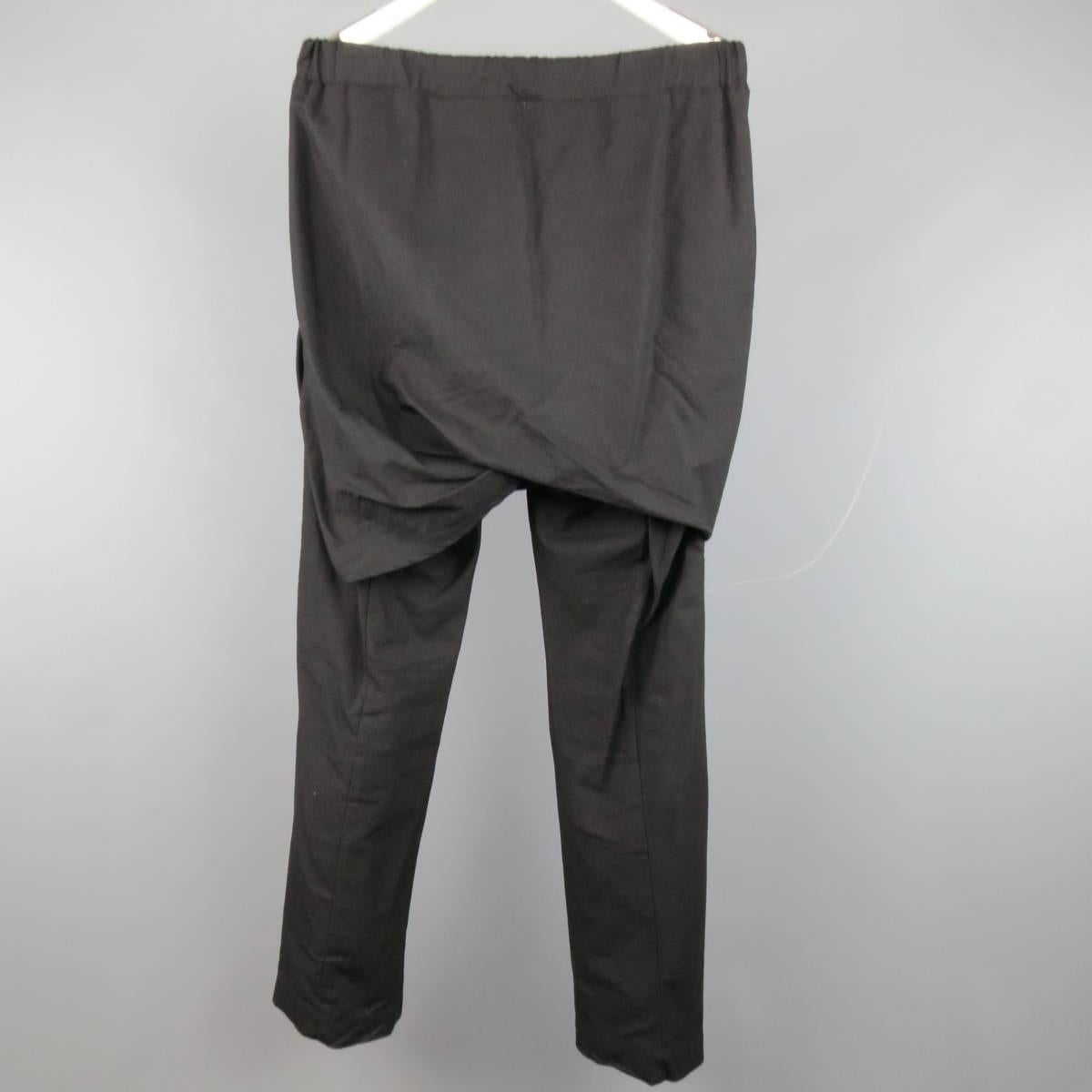THAMANYAH Size 30 Black Solid Wool Blend Skirt Overlay Dress Pants 2