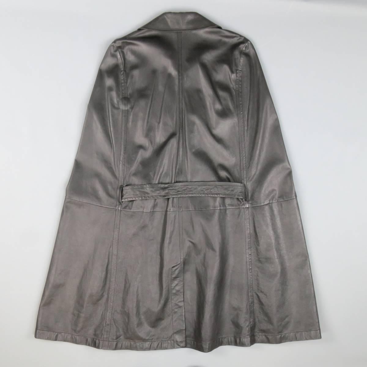 ANN DEMEULEMEESTER 38 Black Leather Double Breasted Pointed Lapel Cape 2