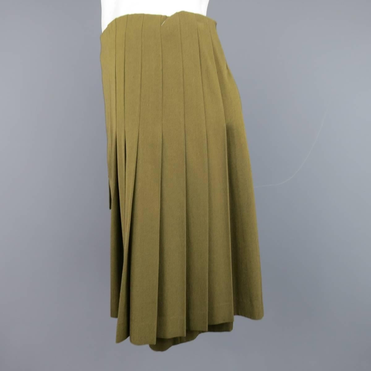 COMME des GARCONS M Olive Wool Twill Pleated Spring 2015 Military Kilt Skort 2