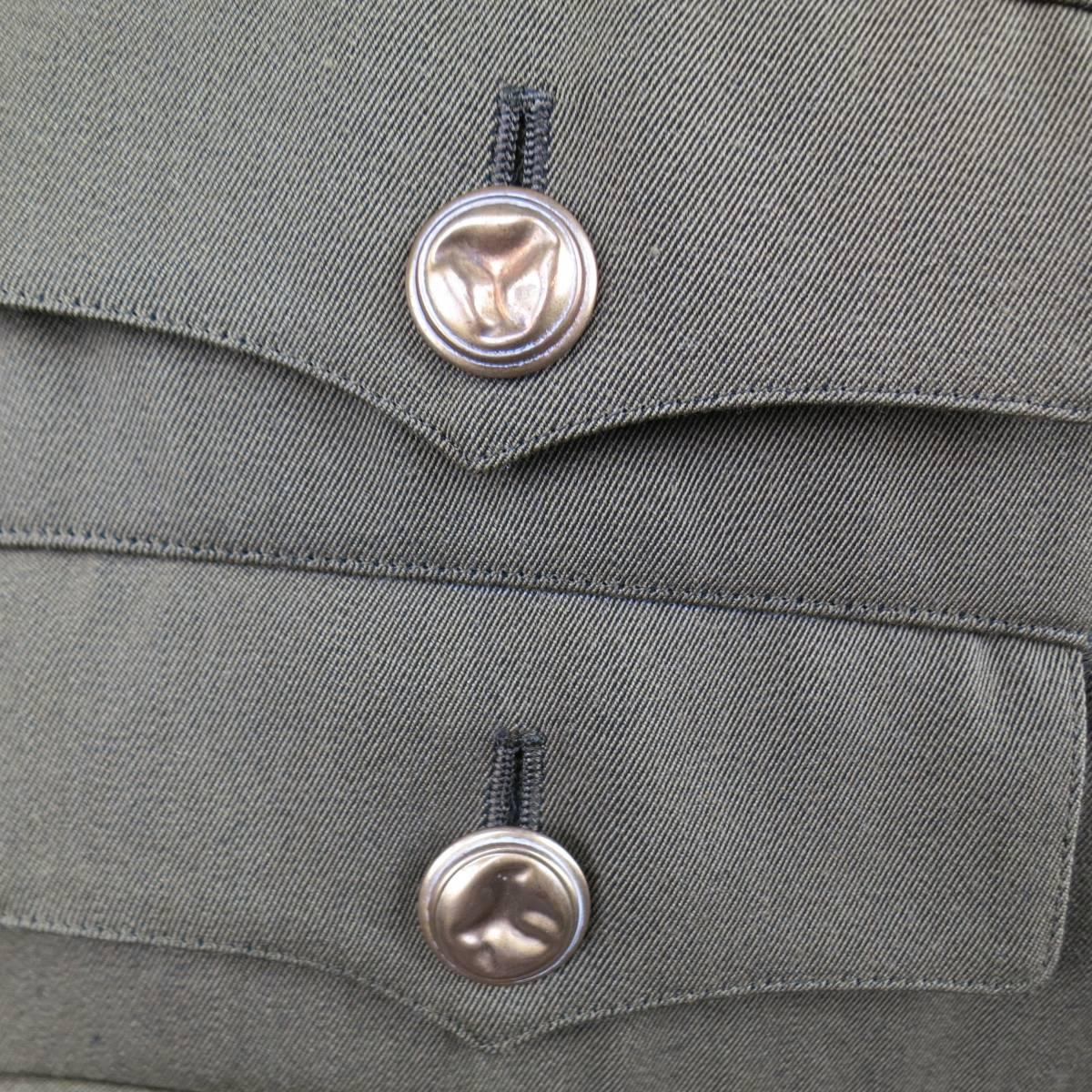 Brown COMME des GARCONS M Olive Wool Twill Pleated Spring 2015 Military Kilt Skort