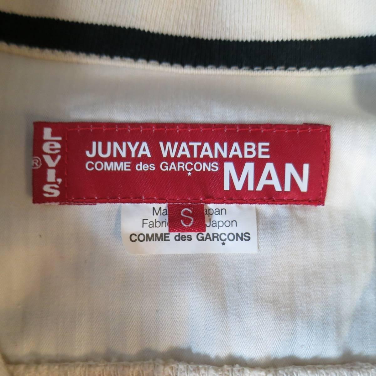 Men's JUNYA WATANABE X LEVIS S Cream & Black Stripe Cotton Trucker Jacket 4